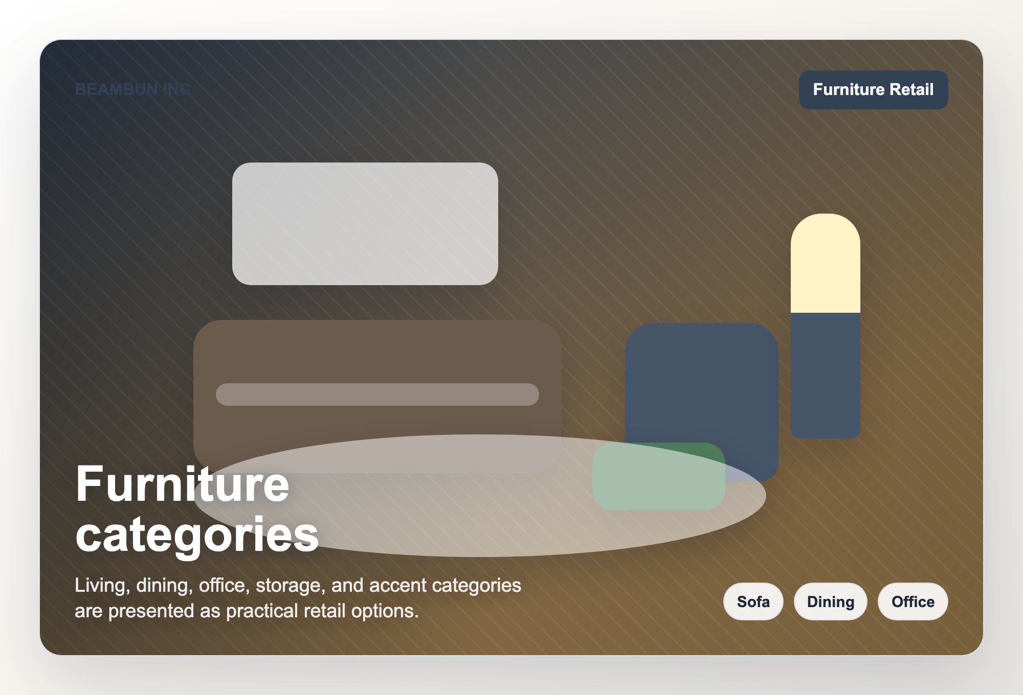 Furniture categories visual for BEAMBUN INC